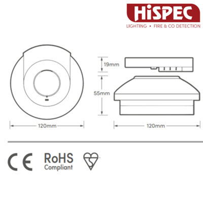 HiSpec Mains Powered Smoke Alarm with 10 Year Battery Backup