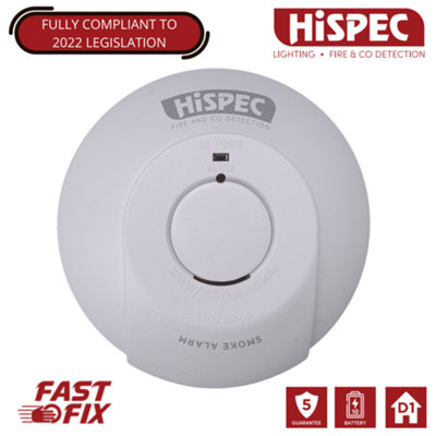HiSpec Mains Powered Smoke Alarm with 10 Year Battery Backup