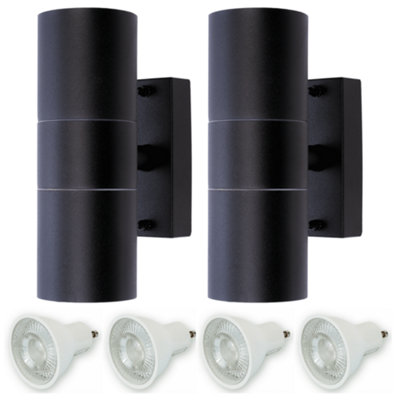 HiSpec Up and Down Wall Light: Black: 2x Lights & 4x GU10 | DIY at B&Q