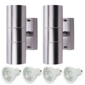 HiSpec Up and Down Wall Light: Stainless Steel: 2x Lights & 4x GU10