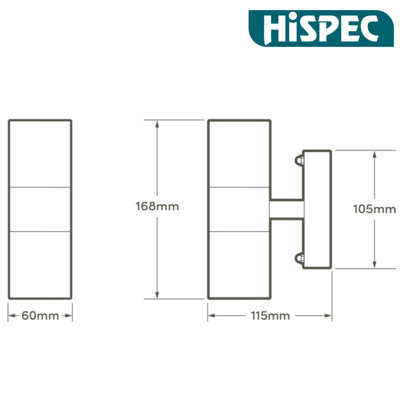 HiSpec Up Down Exterior Wall Light - Mains Powered - Stainless Steel