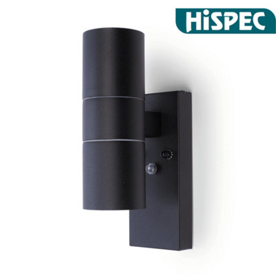 HiSpec Up Down Exterior Wall Light - Mains Powered with Photcell - Black