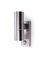 HiSpec Up Down Exterior Wall Light - Mains Powered with PIR - Stainless Steel