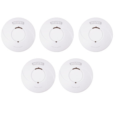 Hispec Wireless Interlink 3 x Smoke and 2 x Heat Alarms Lithium Battery