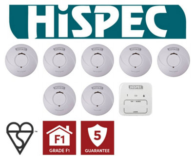 Hispec Wireless Interlink 6 x Smoke, 1 x Heat Alarm and 1 x Control Unit Lithium Battery