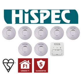 Hispec Wireless Interlink 6 x Smoke, 1 x Heat Alarm and 1 x Control Unit Lithium Battery