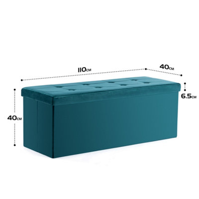 HNNHOME 110x40x40cm Velvet Pouffe Folding Storage Ottoman Footstool Box ...
