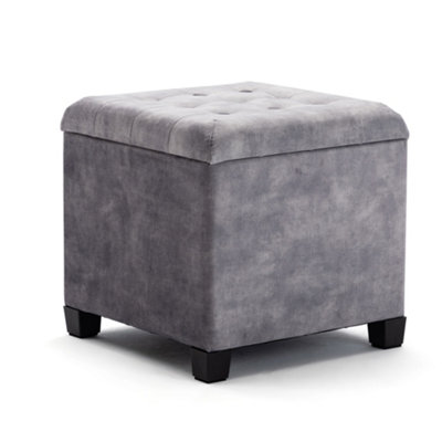 HNNHOME 45cm Cube Cloud Velvet Padded Seat Ottoman Storage Stool サタデーズ  ゴルフネイビーポーチバッグ
