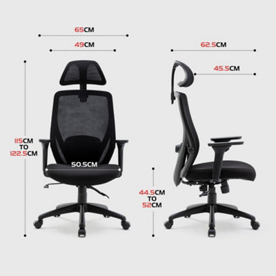 HNNHOME Black Recline Ergonomic Mesh Office Chair with Lumbar Support and Headrest