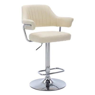 HNNHOME Modern Emper Padded Swivel Faux Leather Breakfast Kitchen Bar Stool Pub Barstool (Cream)