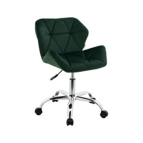 HNNHOME Modern Eris Padded Swivel Fabric Home Office Desk Computer Chair, Height Adjustable (Dark Green, Velvet)