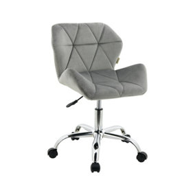 HNNHOME Modern Eris Padded Swivel Fabric Home Office Desk Computer Chair, Height Adjustable (Grey, Velvet)