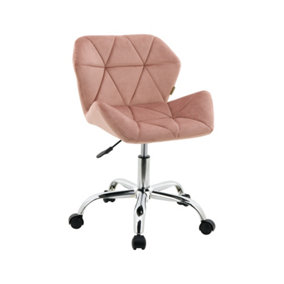 HNNHOME Modern Eris Padded Swivel Fabric Home Office Desk Computer Chair, Height Adjustable (Pink, Velvet)