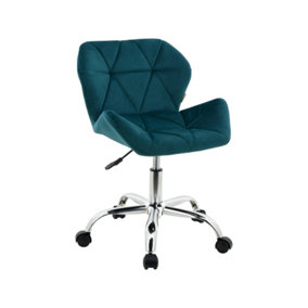 HNNHOME Modern Eris Padded Swivel Fabric Home Office Desk Computer Chair, Height Adjustable (Teal, Velvet)