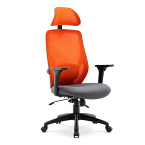 HNNHOME Orange Recline Ergonomic Mesh Office Chair with Lumbar Support and Headrest