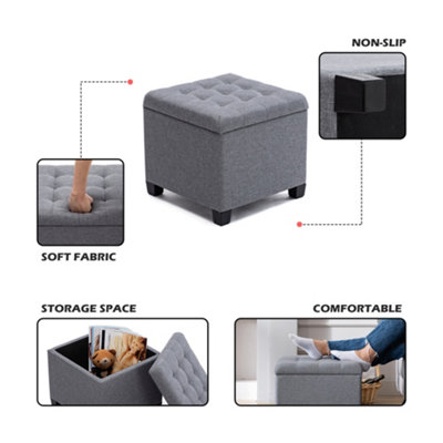 Folding Storage Box Ottoman Pouffe Seat Foot Stool Home Chair Foot Stool Bench | UK