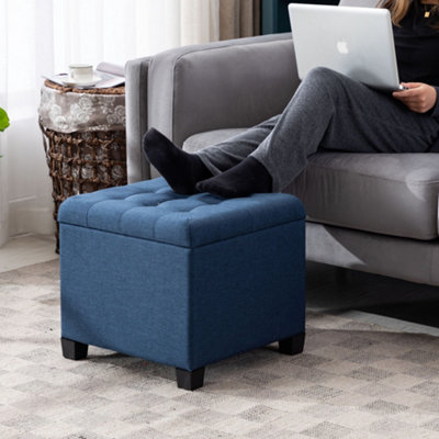 HNNHOME Pouffe Footstool Ottoman Storage Box,45cm Cube Strong Wooden ...