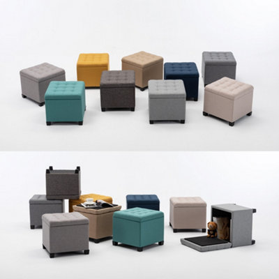 HNNHOME Pouffe Footstool Ottoman Storage Box,45cm Cube Strong Wooden ...