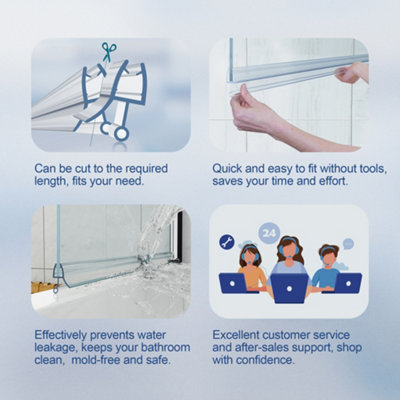 HNNHOME Rubber Plastic Bath Shower Screen Seal Strip for 8-10mm Glass ...