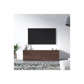 Hoar TV Cabinet TV Stand with 2 Doors, 119 x 35 x 37 cm TV Unit Table for TVs up to 55 inch, Walnut/White
