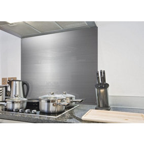 Hob Splashback 600x750mmx0.9mm Stainless Steel - Kitchen Cooker Splashback for high temperature areas - Offer includes adhesive