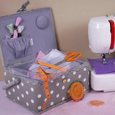 Hobby Gift Medium Sewing Box - Fabric Storage Box with Handle 25.5 x 18 ...