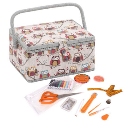 Hobby Gift Medium Sewing Box with 94 Piece Sewing Kit - Fabric Storage ...