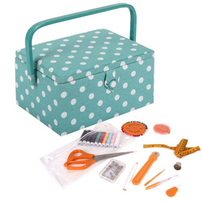 Hobby Gift Medium Sewing Box with 94 Piece Sewing Kit - Fabric Storage ...