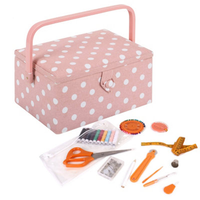Hobby Gift Medium Sewing Box with 94 Piece Sewing Kit - Fabric Storage ...