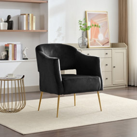 Hobson Velvet Fabric Accent Chair - Black