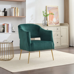 Hobson Velvet Fabric Accent Chair - Green