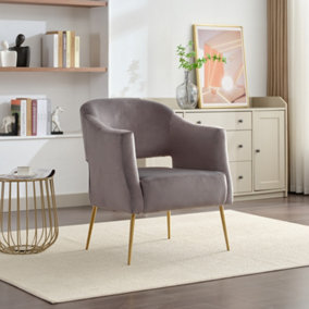 Hobson Velvet Fabric Accent Chair - Grey