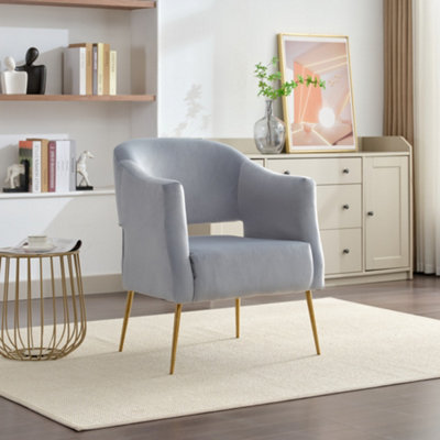 Hobson Velvet Fabric Accent Chair - Light Blue