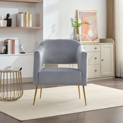 Hobson Velvet Fabric Accent Chair - Light Blue