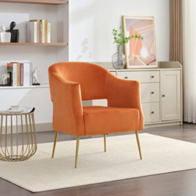 Hobson Velvet Fabric Accent Chair - Orange