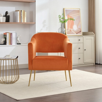 Hobson Velvet Fabric Accent Chair - Orange