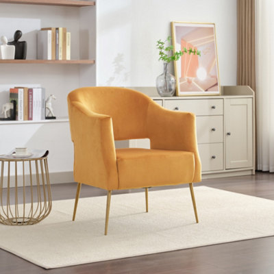 Yellow velvet accent cheap chair