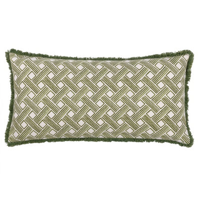 Hoem Alexa Geometric Fringed Feather Filled Cushion