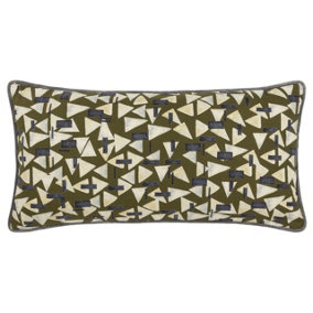 Hoem City Geometric Piped 100% Cotton Feather Filled Cushion