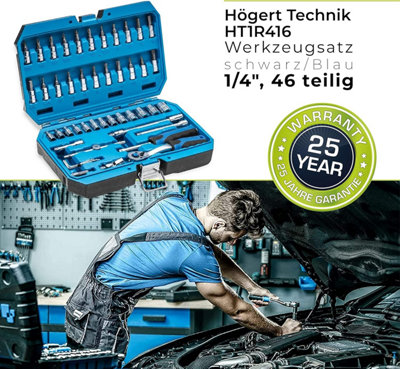 Hogert 46pc Tool Set Socket Spanner Screwdriver Bits 1/4 Inch Alloy ...