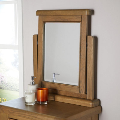 Holcombe Adjustable Dressing Table Tilt Vanity Mirror Smoked Oak Wood