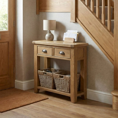 Holcombe Fully Assembled Solid Wood 2 Drawer Hallway Console Table with ...