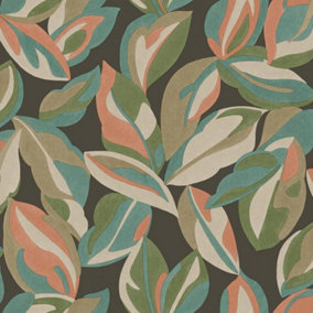 Holden Botanical Abstract Leaf Large Foliage Leaves Charcoal Wallpaper