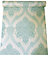 Holden Cream Teal Green Blue Mix Regent Damask Textured Feature Wallpaper 65021