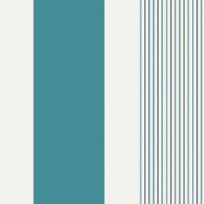 Holden Décor 75819 K2 Textured Akina Teal Stripe Wallpaper DIY at B&Q