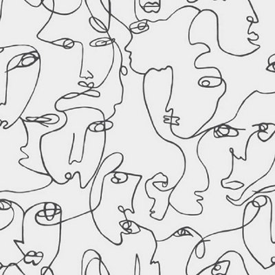 Holden Decor Abstract Faces Black White Wallpaper 12993