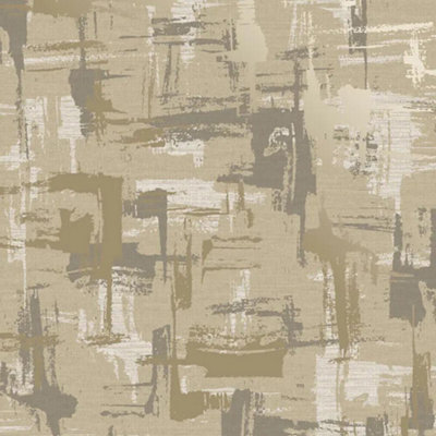 Holden Decor Abstract Geo Beige Wallpaper Metallic Gold Modern Contemporary