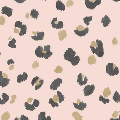 Holden Decor Amur Pink Wallpaper Leopard Print Metallic Gold Paste The Wall