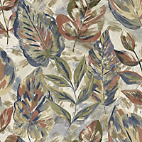 Holden Decor Aralia Beige Leaves and Foliage Embossed Wallpaper