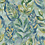 Holden Decor Aralia Duck Egg Leaves and Foliage Embossed Wallpaper
